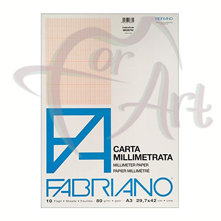 Миллиметровка сатиновая в склейке Fabriano Carta Millimetrata А3/10л/80гр