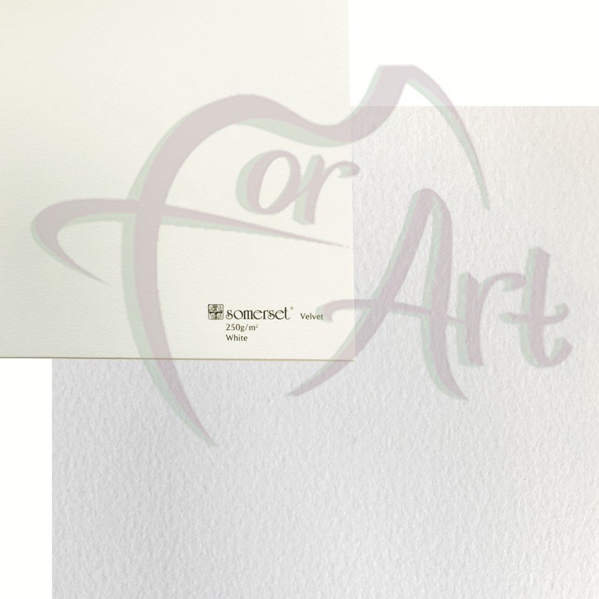 Бумага для печатных техник Somerset Velvet White (белая) 56х76см/ 250гр/ 4 рваных края