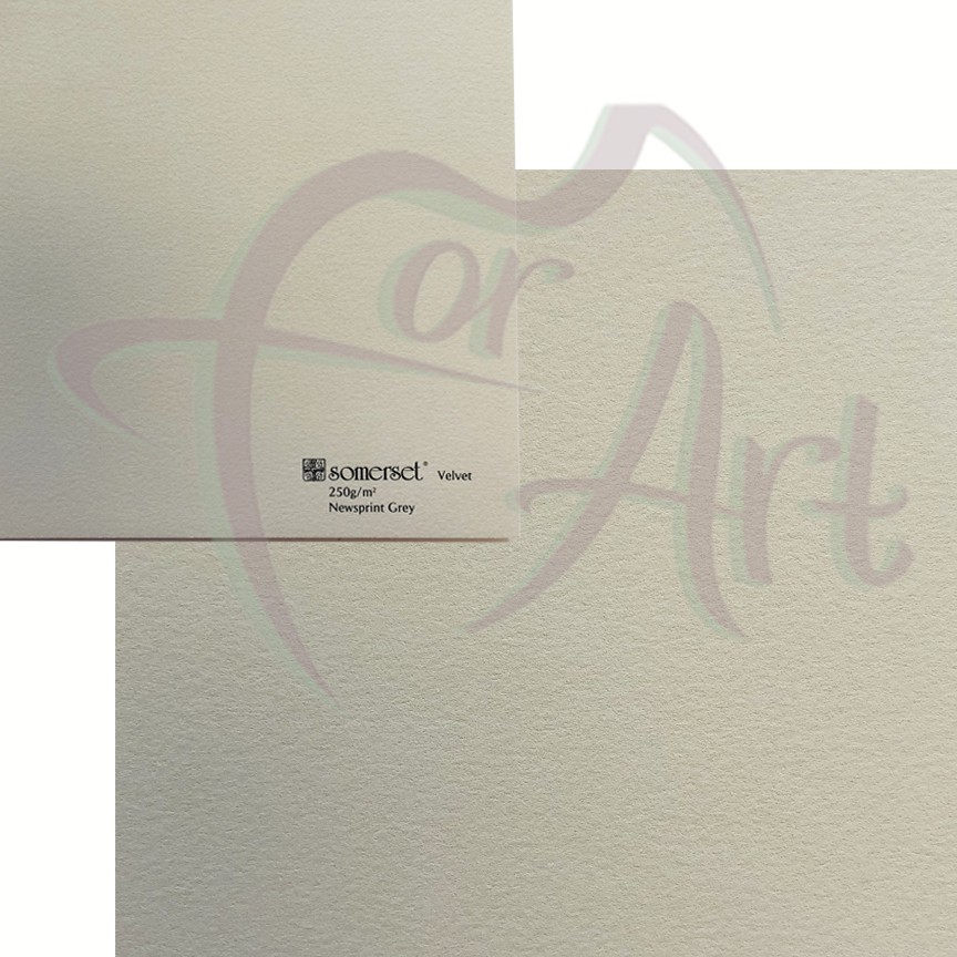 Бумага для печатных техник Somerset Velvet Newsprint Grey (серый газетный) 56х76см/ 250гр/ 4 рваных края