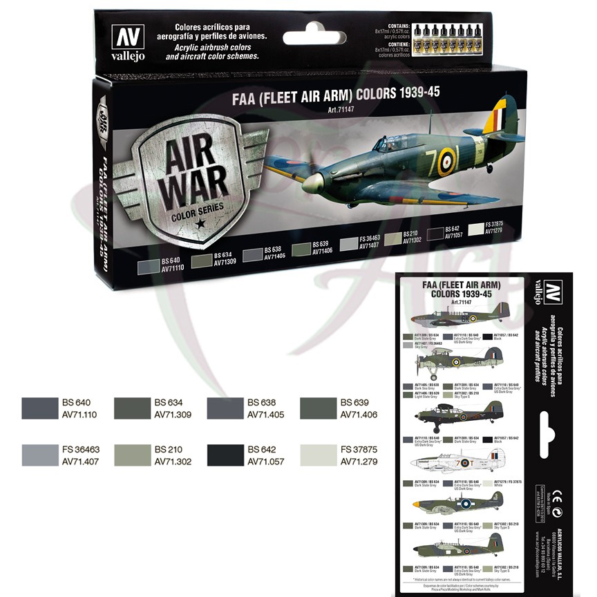 Набор красок для моделизма Vallejo Model Air - Fleet Air Arm (FAA) 1939-1945/8 цветов