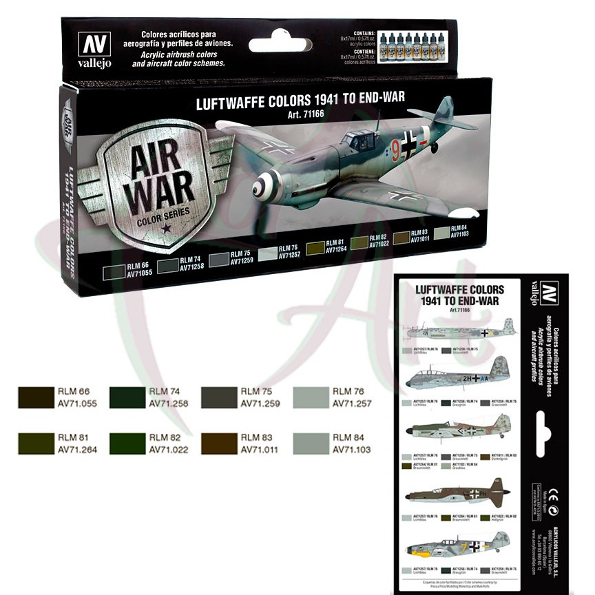 Набор красок для моделизма Vallejo Model Air - RLM  colors II/8 цветов