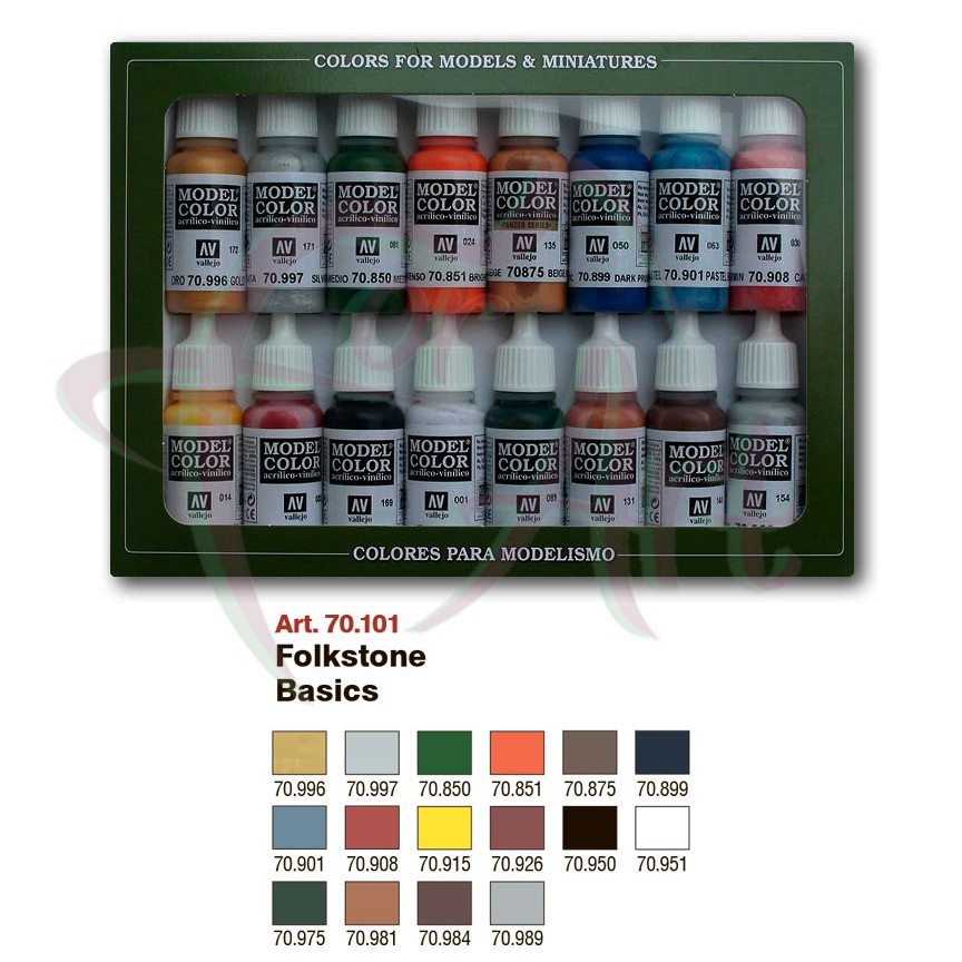 Набор красок для моделизма Vallejo Model Color №1  Folkstone Basics/16цв.