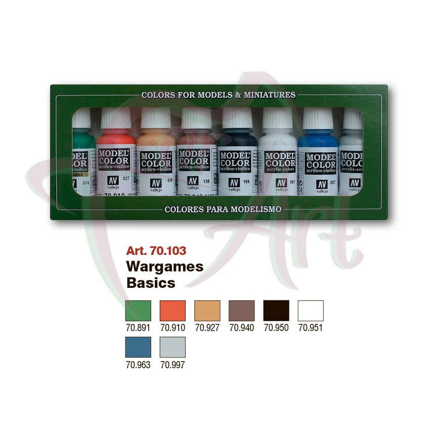 Набор красок для моделизма Vallejo Model Color №3  WARGAMES BASICS/8 цв.