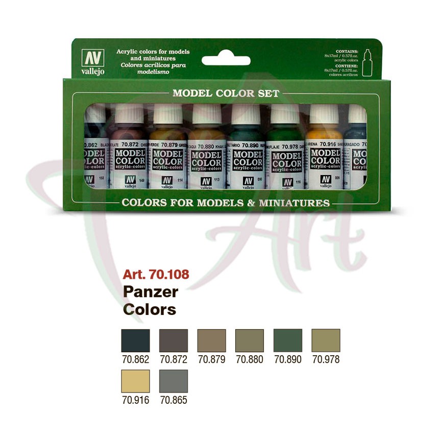 Набор красок для моделизма Vallejo Model Color №8 Panzer Colours/8 цв.