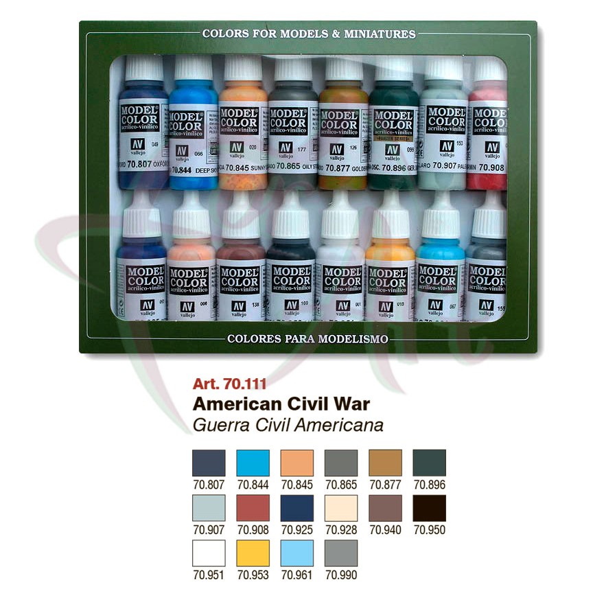 Набор красок для моделизма Vallejo Model Color №11 American Civil  War (война север-юг)/16 цв.