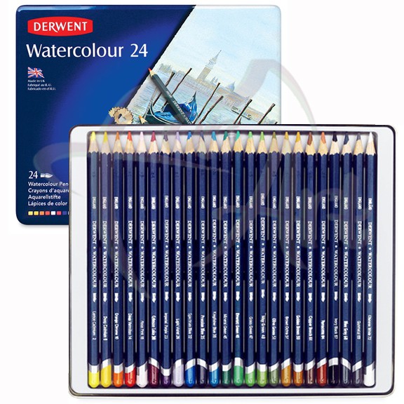 Набор акварельных карандашей Derwent WATERCOLOUR 24 цвета в металлической коробке