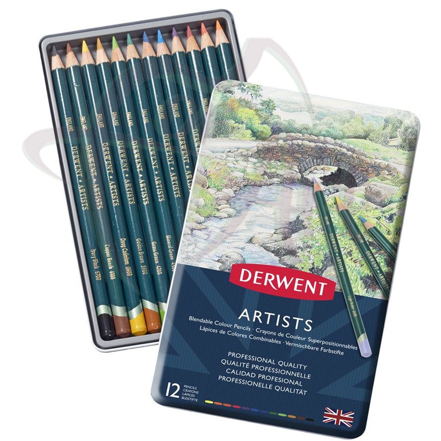 Набор цветных карандашей Derwent Artists 12 цветов в металлической коробке