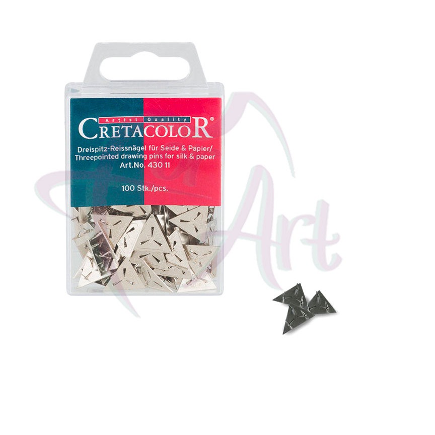 Треугольные кнопки Cretacolor, в пластмассовой коробке,100 шт