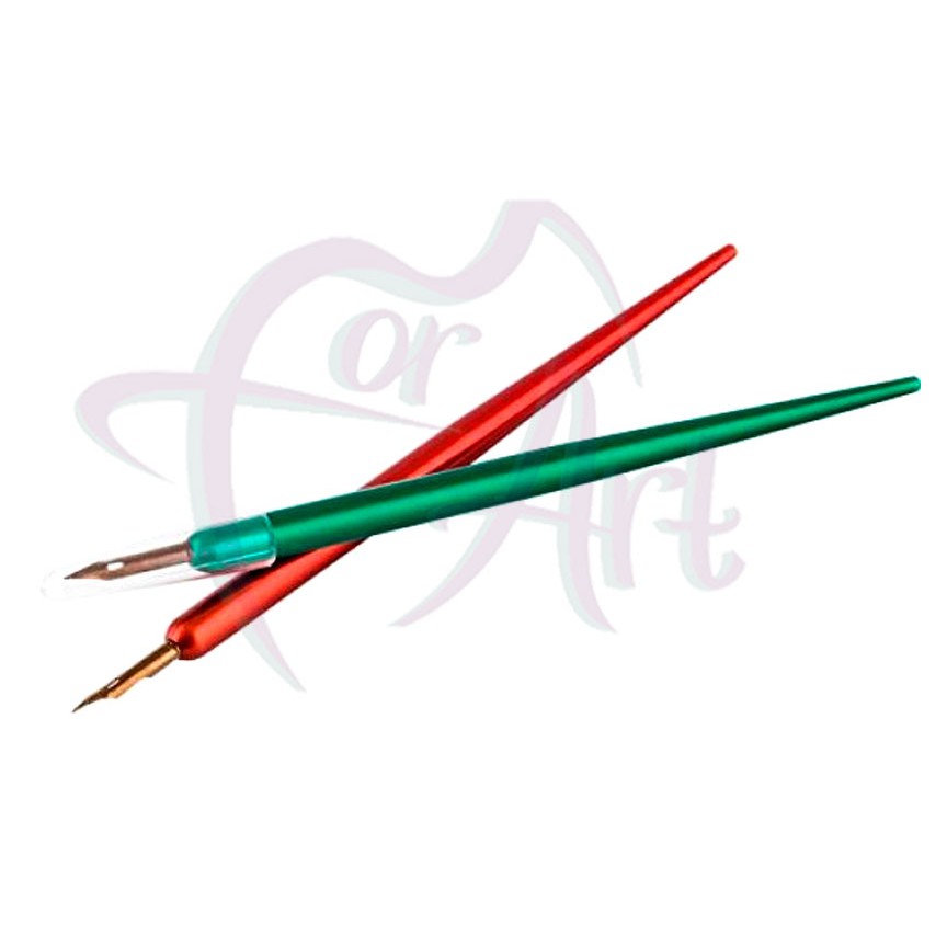 Держатель+перо для каллиграфии, красный или зеленый корпус  Cretacolor