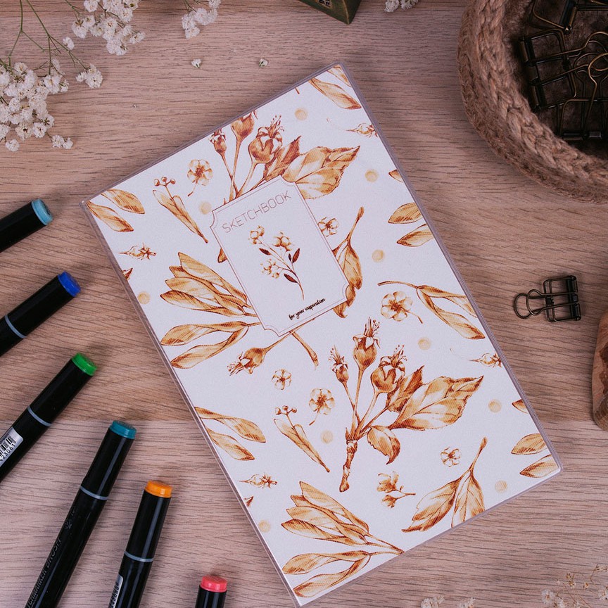 Скетчбук для маркеров Soft Note 13,2х21см-белоснежная бумага/160гр./60л, дизайн обложки в ассортименте
