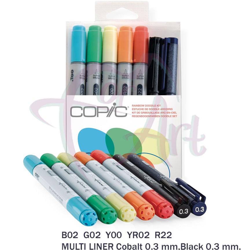 Набор маркеров Copic Ciao Doodle Kit Rainbow/5маркеров+2 мультилайнера