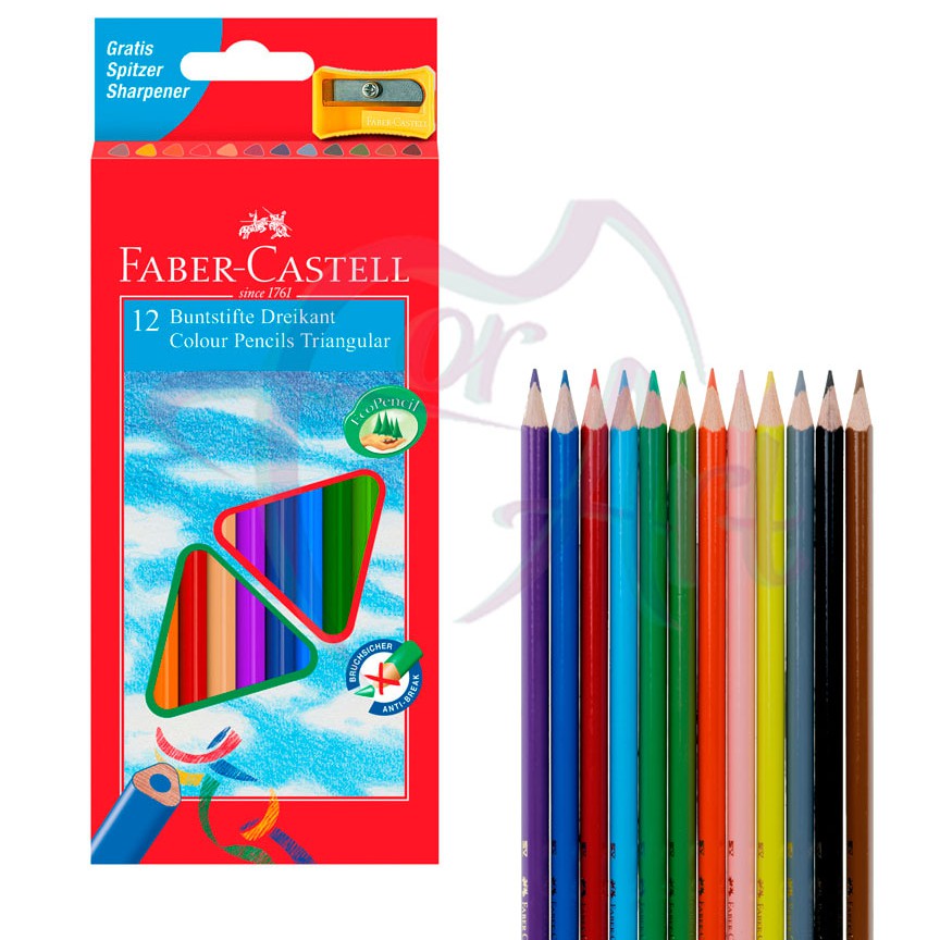 Набор цветных карандашей Faber-Castell ECO 12 цветов с точилкой в картонной коробке