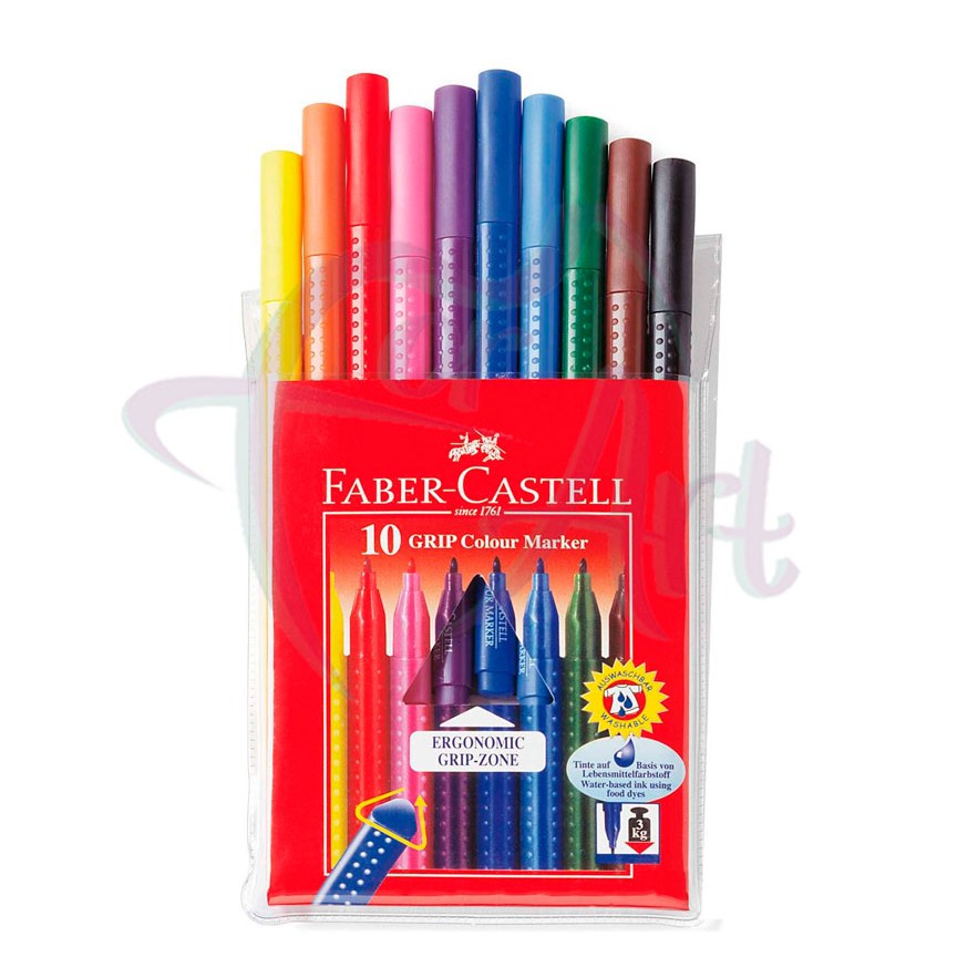 Фломастеры GRIP Faber Castell в футляре 10 цветов
