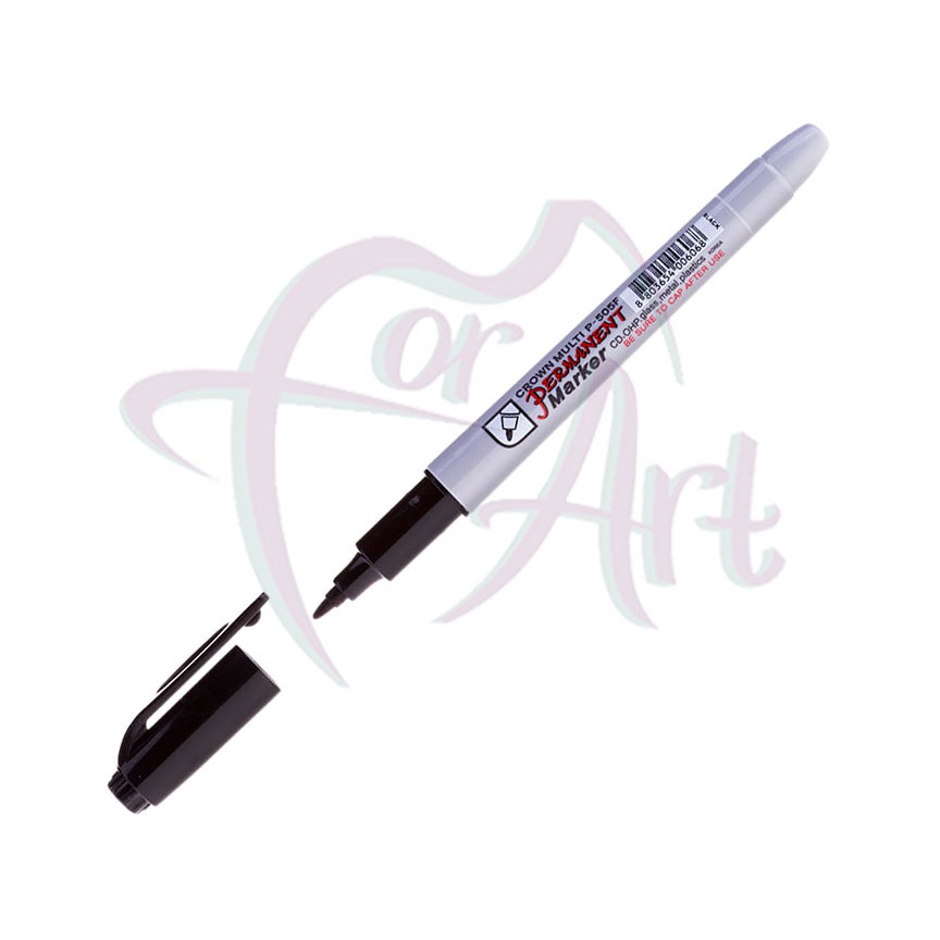 Маркер перманентный Crown Multi Marker Super Slim круглый наконечник 1мм-черный
