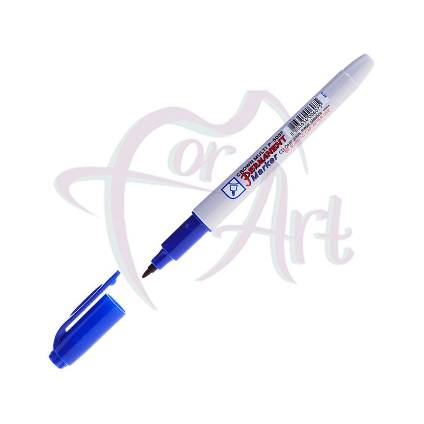 Маркер перманентный Crown Multi Marker Super Slim круглый наконечник 1мм-синий