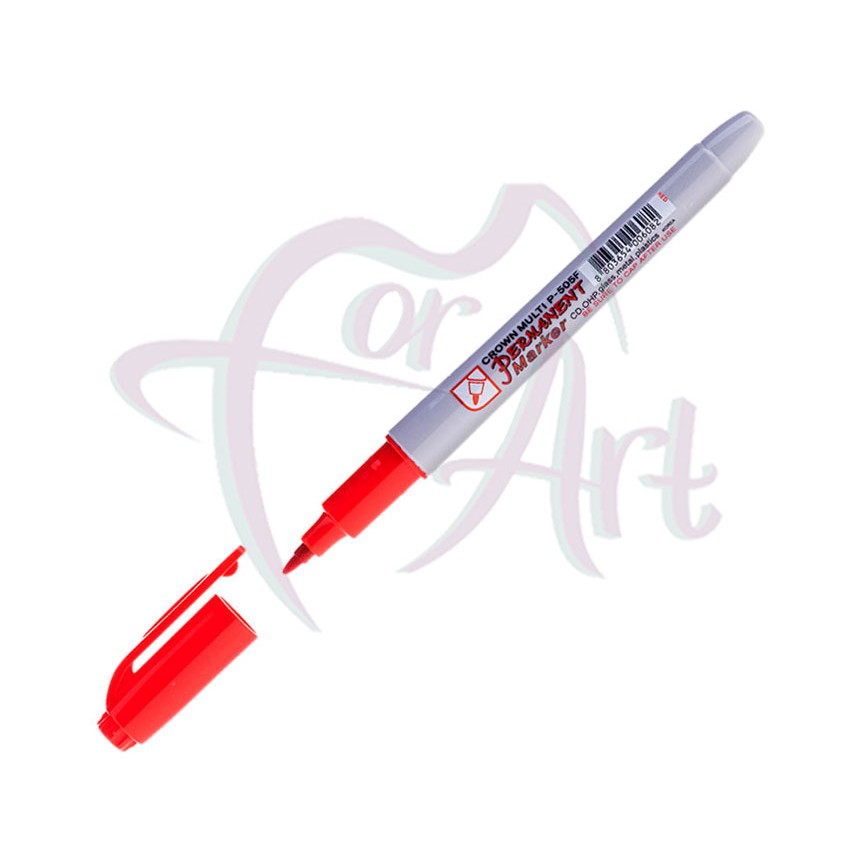 Маркер перманентный Crown Multi Marker Super Slim круглый наконечник 1мм-красный