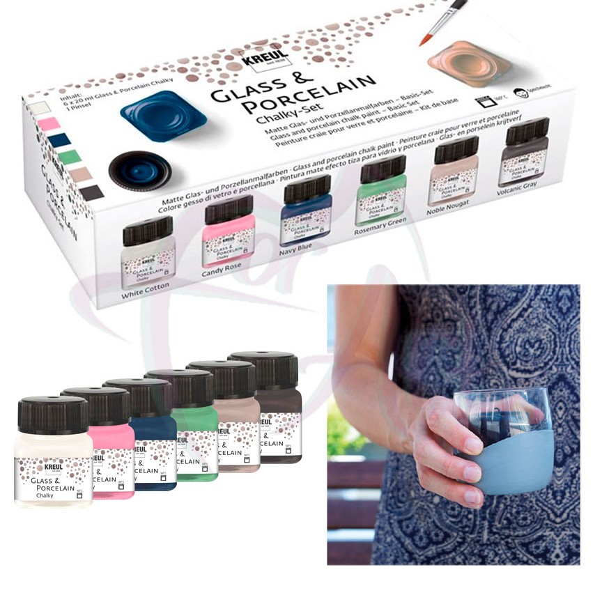 Набор красок по керамике, фарфору и стеклу Kreul Porzellan Chalky-Set (печной сушки 160*С) 6 х20мл