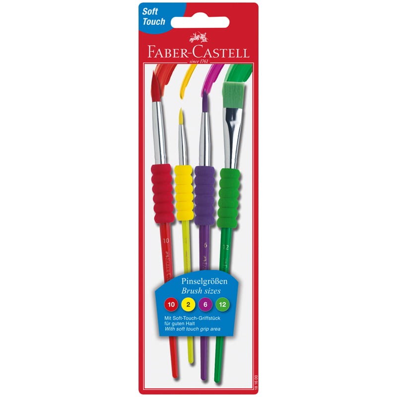 Набор кистей из синтетики Faber-Castell 4шт. круглые/плоские