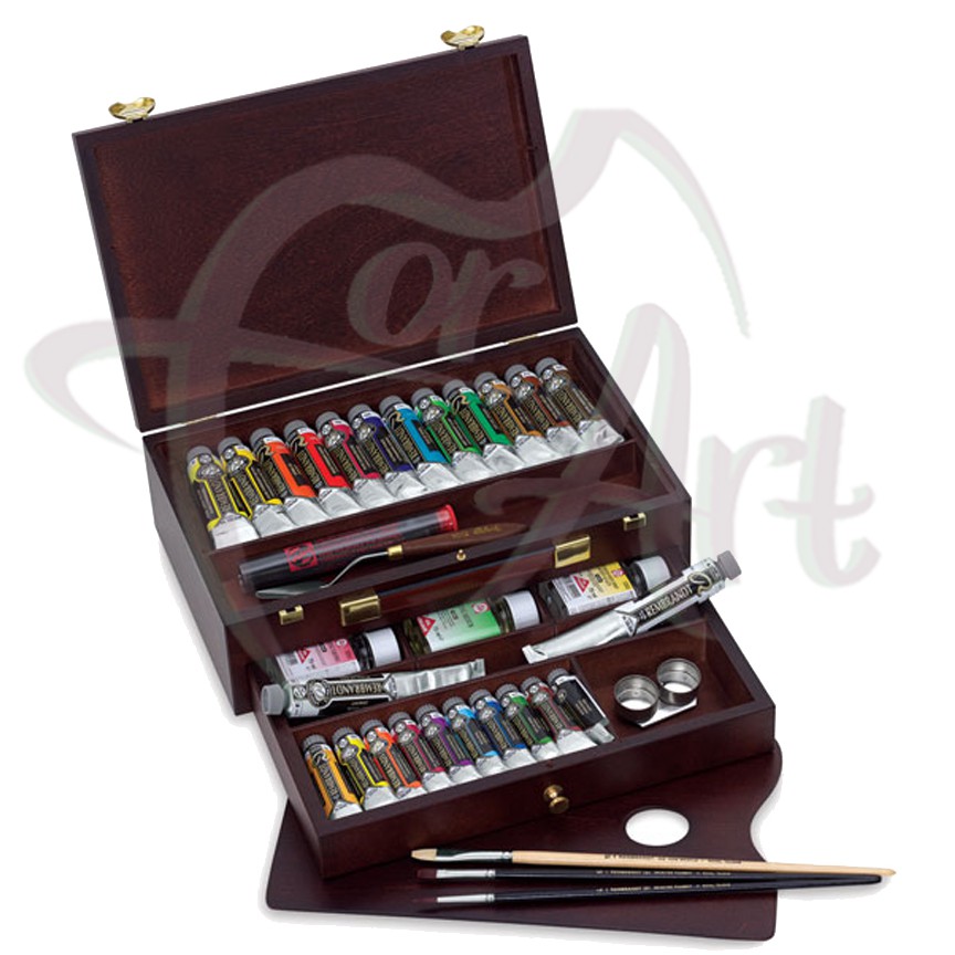 Набор масляных красок Rembrandt  Master 24 тубы + аксессуары в  деревянном ящике