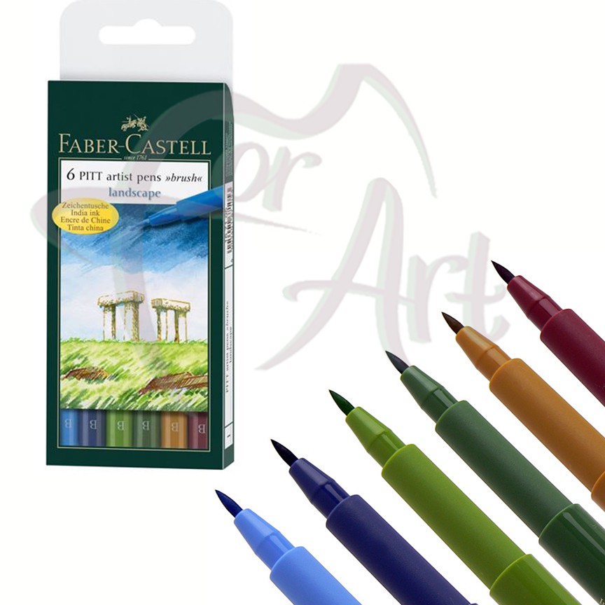 Набор капиллярных ручек-кисточек Faber-Castell PittPen 6цветов/Пейзаж