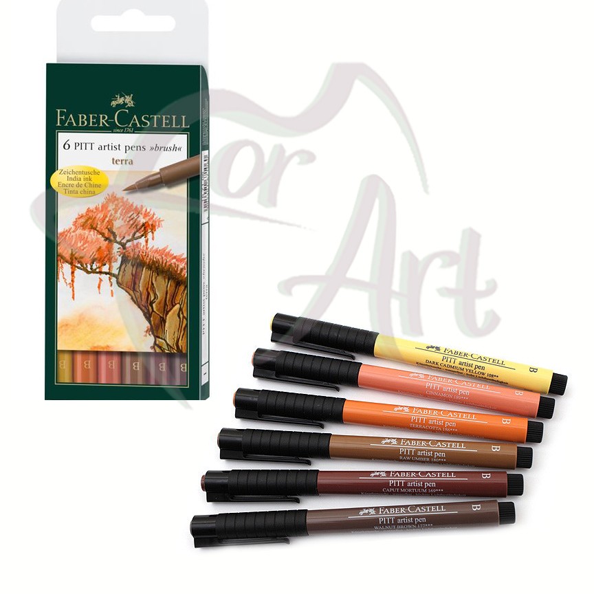 Набор капиллярных ручек-кисточек Faber-Castell PittPen 6цветов/Земля