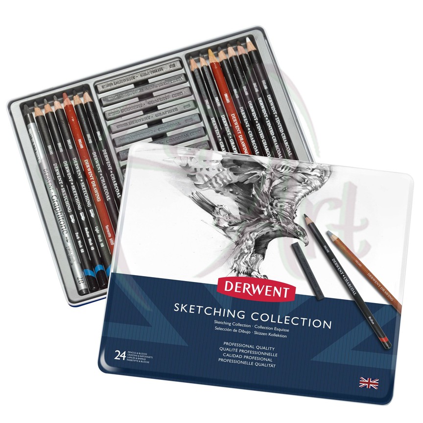 Набор для графических работ Derwent Sketching Collection 24 предмета в металлической коробке