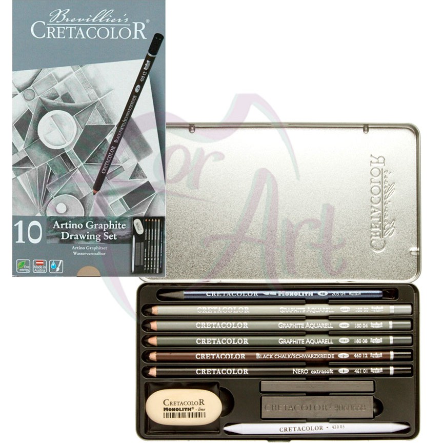 Набор для эскизов и зарисовок Cretacolor ArtinoGraphite 10 предметов в металлическом пенале